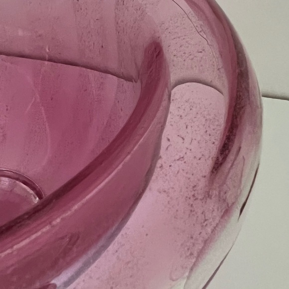 Pink Hand Blown Glass Bowl -  11” diameter x 7” high - Picture 5 of 7